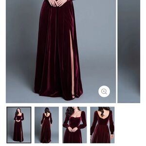 Elegant Velvet Burgundy Evening Gown